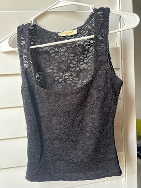 Chico's Black Floral Lace Scoop Neck Camisole